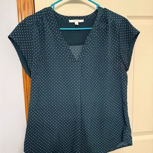 Stitch Fix Fun2Fun Teal Polka Dot V-Neck Blouse